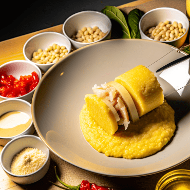 La polenta concia è un piatto tradizionale delle valli alpine, arricchito con formaggio fontina e groviera fusi. Servitela con burro fuso dorato per un sapore avvolgente. Aggiungete pancetta croccante per un tocco moderno e affumicato.