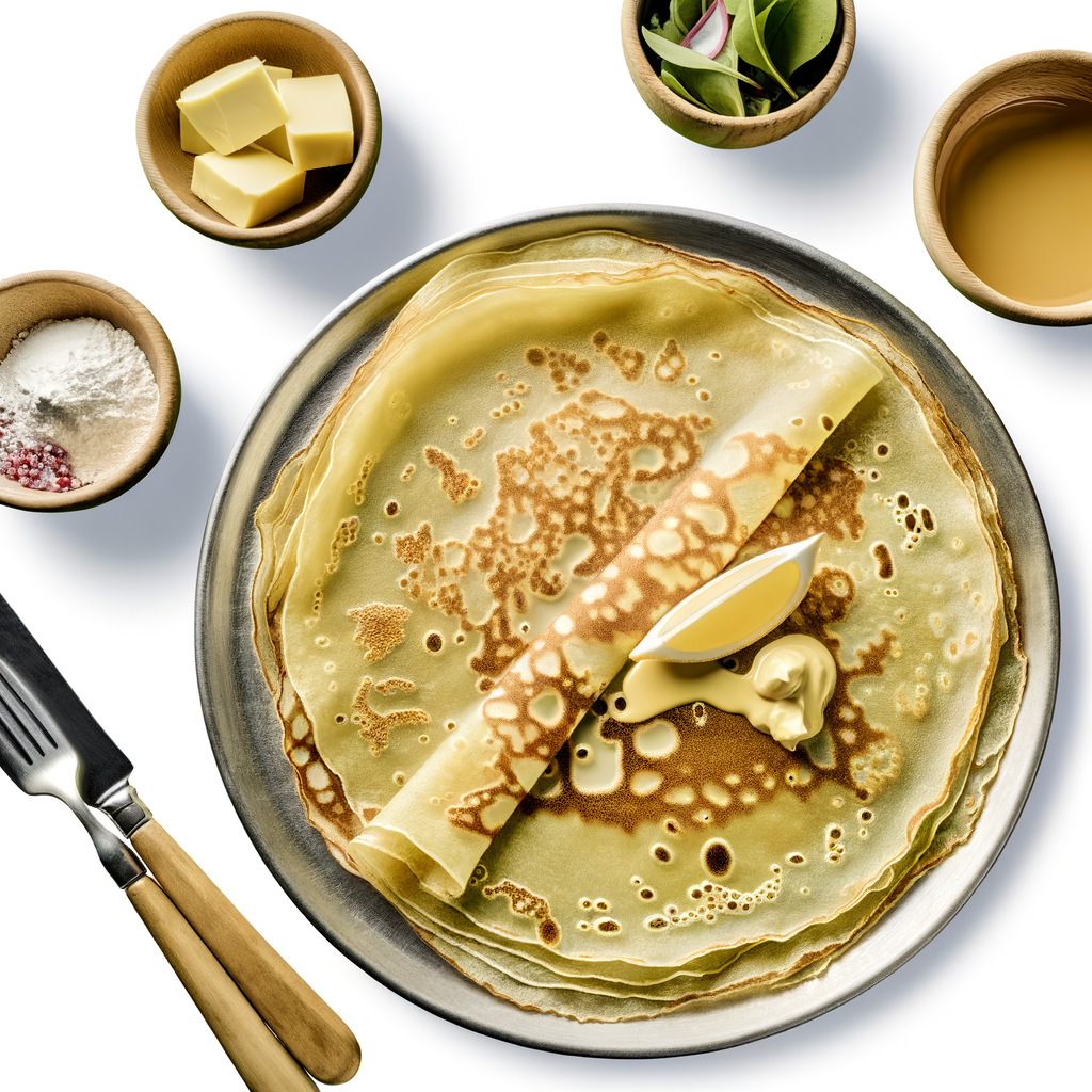 Prepara unas crepes clásicas francesas perfectas, ligeras y crujientes, enriquecidas con ralladura de limón o naranja para darles un sorprendente aroma cítrico. Perfectas para rellenar con chocolate fundido y fruta fresca o con jamón y queso fundido para una opción más contundente. Una base versátil para explorar tu creatividad en la cocina.