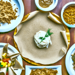 Making injera, the traditional Ethiopian bread, is simple and rewarding. Mix yeast with warm water and honey, add millet flour, and let it ferment for 24 hours. Cook the batter in a pan to get a thin bread with small holes, perfect to pair with spicy Ethiopian dishes.