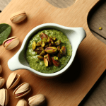 La receta de la salsa de pistacho es un condimento versátil y delicado, perfecto para aderezar la pasta, enriquecer platos de carne blanca o como toque gourmet. Fácil de preparar y personalizable, es ideal para realzar tus platos con un sabor único. ¡Buen provecho!