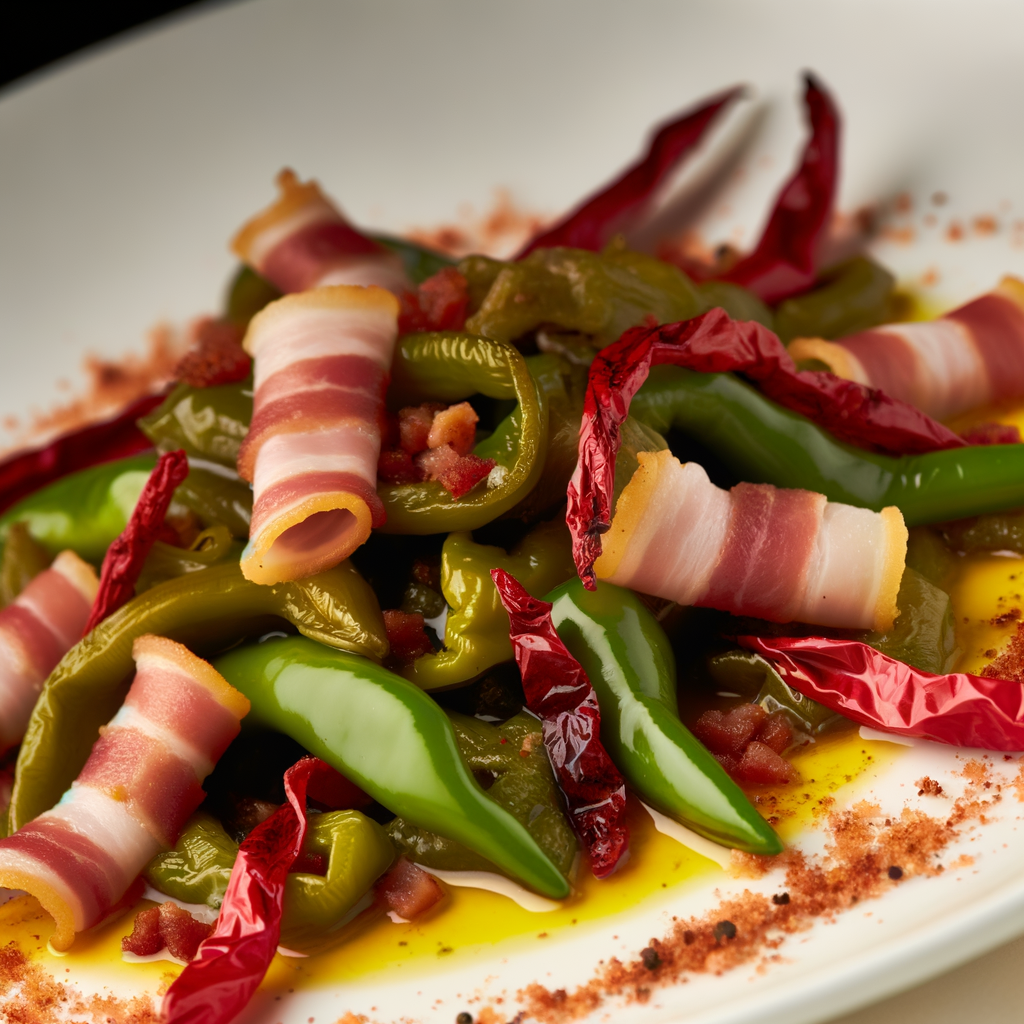The recipe for Gramigna with Peppers and Pancetta is a colorful and flavorful dish, perfect as both a side dish and a main course. A mix of authentic Italian flavors with a modern twist by adding fresh arugula and toasted pine nuts.